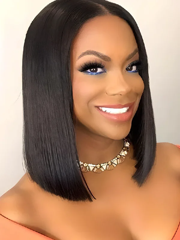 No Lace Wigs for All-Day Wear---CurlyMe Short Haircuts Straight Hair 4x4 Lace Closure Bob Wigs Pre Plucked