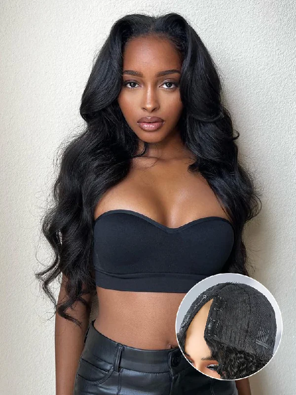CurlyMe Body Wave Human Hair V Part Wig Glueless No Lace Same as Thin Part Wig--no lace wigs, easy wear wigs, glueless wigs, simple wigs CurlyMe Body Wave Human Hair V Part Wig Glueless No Lace Same as Thin Part Wig--no lace wigs, easy wear wigs, glueless wigs, simple wigs