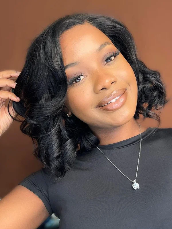 CurlyMe Short Cut Body Wave Hair 13x4 Lace Front Bob Wigs Pre Plucked For Womentop-rated no lace wigs, best wigs, high-quality no lace wigs, top-rated glueless wigs