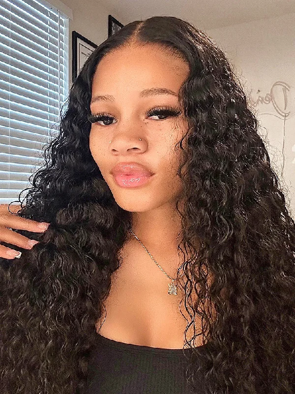 HD Lace Wigs for All-Day Hold-CurlyMe Pre-bleached Deep Wave Wear Go Glueless Wig Pre-cut 6x4 HD Lace Wig Pre-pluckedKeywords: no lace wigs, easy styling wigs, no glue wigs, effortless wigs