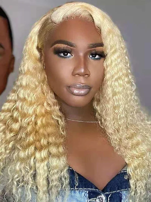 CurlyMe 613 Blonde Kinky Curly Human Hair Wigs 13x4 Lace Front Wigstop-rated no lace wigs, best wigs, high-quality no lace wigs, top-rated glueless wigs