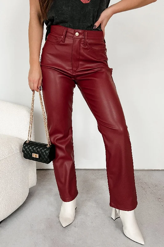 Lexly Judy Blue High Rise Tummy Control Faux Leather Pants (Red)