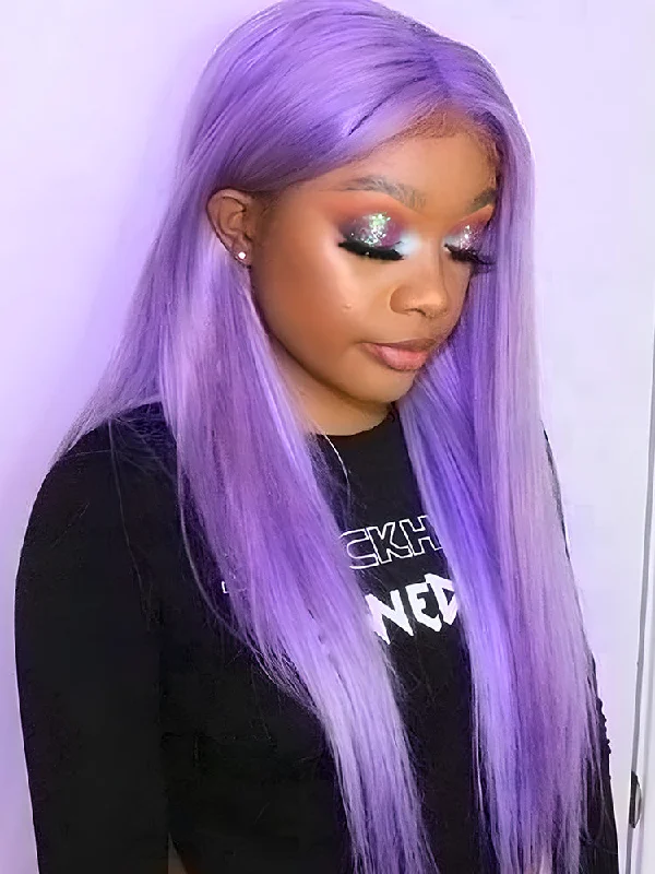 CurlyMe Purple Color Straight Virgin Hair 13x4 Lace Front Wigstop-rated no lace wigs, best wigs, high-quality no lace wigs, top-rated glueless wigs