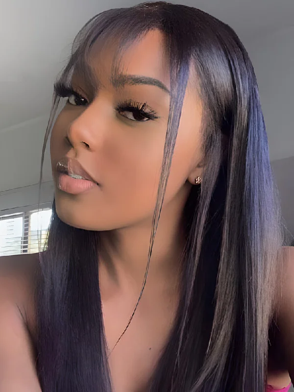 No Lace Wigs for a Flawless Fit---CurlyMe Straight Hair Natural Black T part Lace Front Wigs Human Hair with Natural Hairline No Lace Wigs for a Flawless Fit---CurlyMe Straight Hair Natural Black T part Lace Front Wigs Human Hair with Natural Hairline