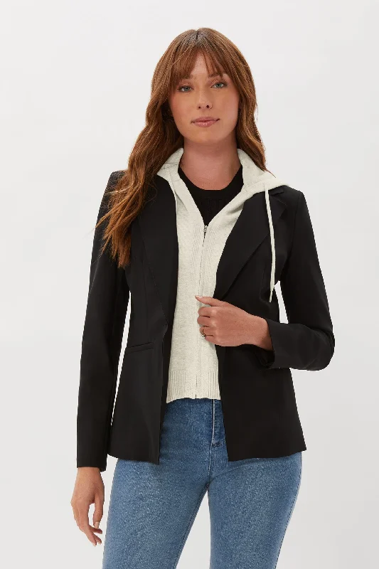 ECRU DICKEY BLAZER WITH KNIT HOODIE INSERT