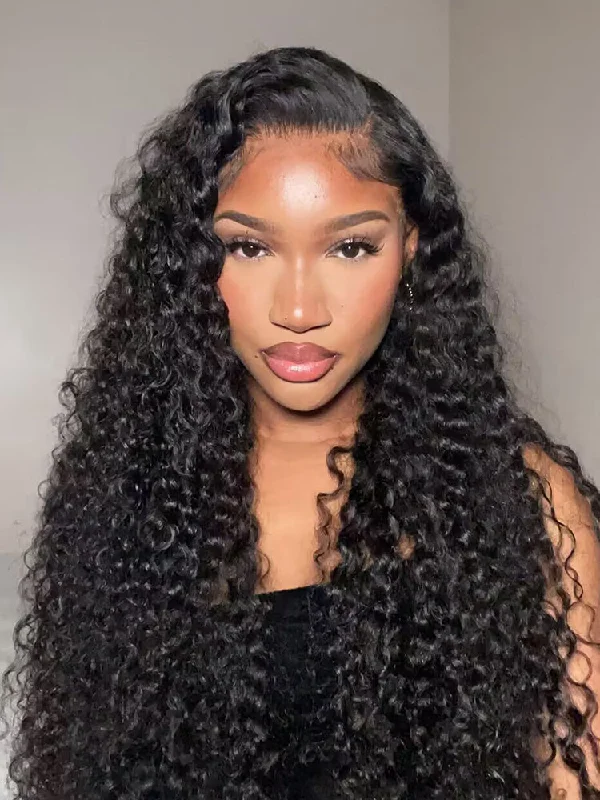 HD Lace Wigs for Natural Hair Growth-CurlyMe Hot Curly Deep Wave 13x4 HD Lace/Transparent Lace Frontal WigsKeywords: no lace wigs, easy styling wigs, no glue wigs, effortless wigs
