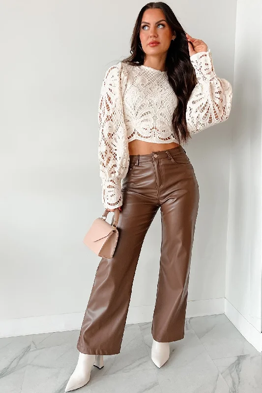 Switching Looks Straight Leg Pleather Pant (Brown)