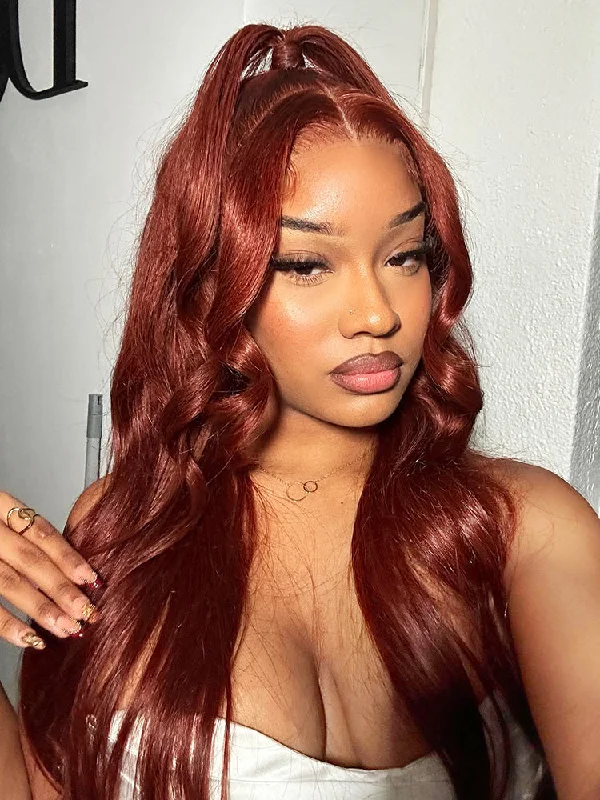 CurlyMe Reddish Brown Color Straight Hair 13x4 Lace Front Wigs Pre Pluckedtop-rated no lace wigs, best wigs, high-quality no lace wigs, top-rated glueless wigs