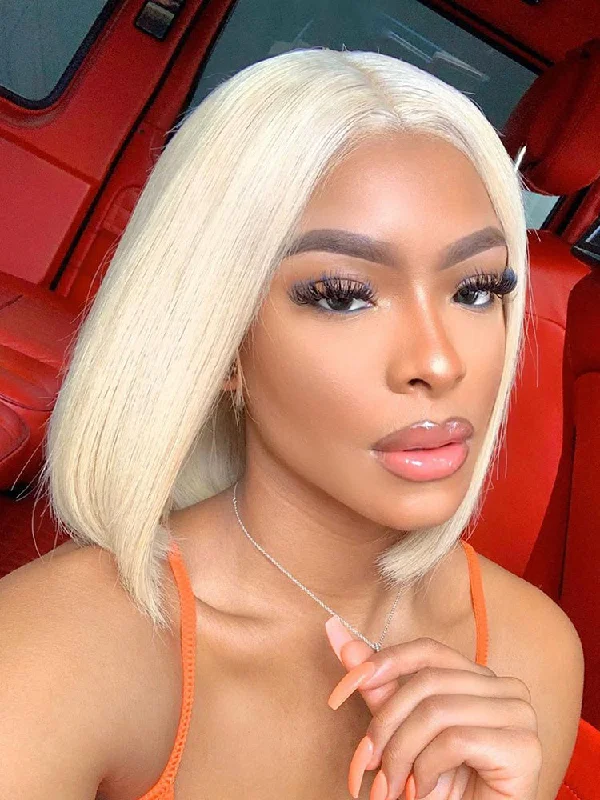 CurlyMe Short 613 Blonde Straight Hair 13x4 Lace Front Bob Wigs Human Hairtop-rated no lace wigs, best wigs, high-quality no lace wigs, top-rated glueless wigs