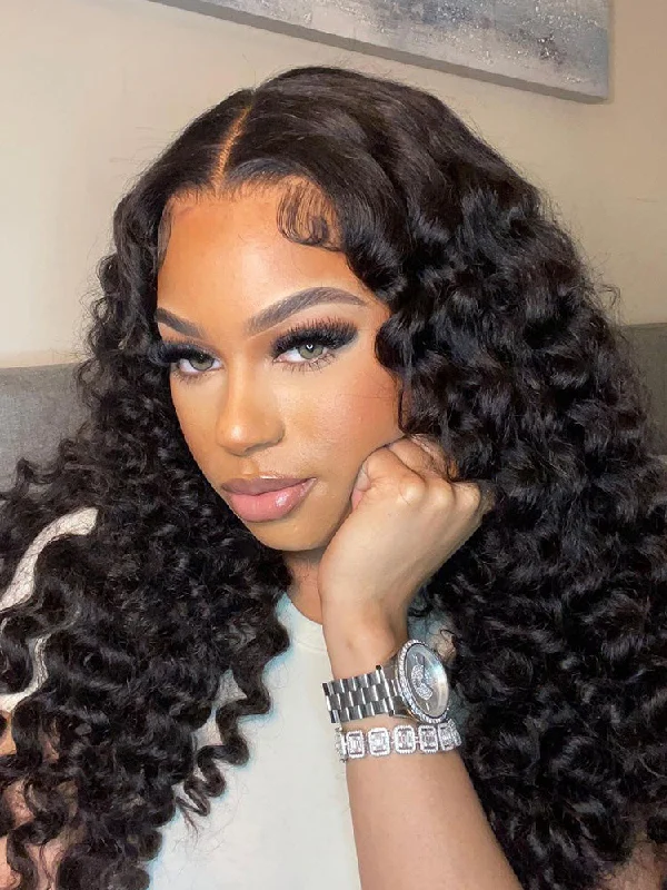 No Lace Wigs for All-Day Wear---CurlyMe Loose Deep Wave Hair Gorgeous 4x4 Lace Closure Wig Pre Plucked Natural Color Curly Hair No Lace Wigs for All-Day Wear---CurlyMe Loose Deep Wave Hair Gorgeous 4x4 Lace Closure Wig Pre Plucked Natural Color Curly Hair