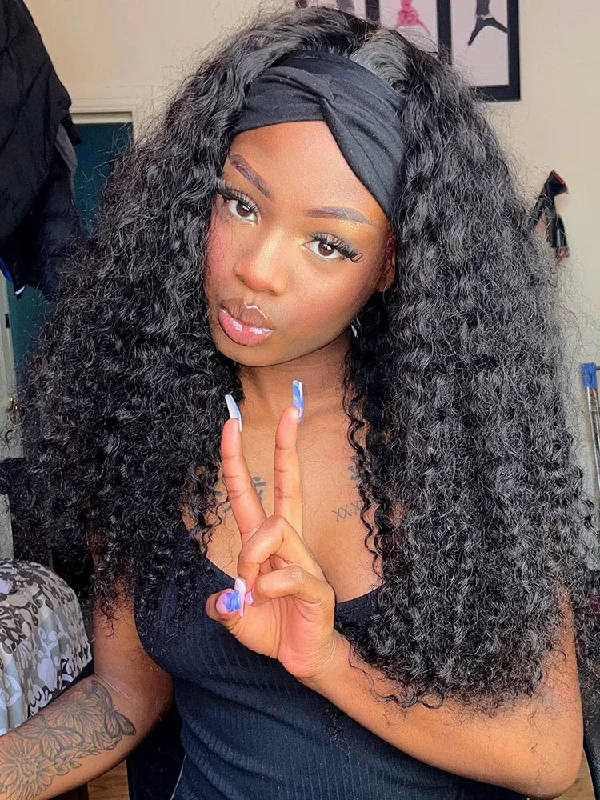 Top-Rated No Lace Wigs for Instant Style---CurlyMe Deep Wave Headband Wig Human Hair 180% Density Thick Non Lace Wigs Top-Rated No Lace Wigs for Instant Style---CurlyMe Deep Wave Headband Wig Human Hair 180% Density Thick Non Lace Wigs