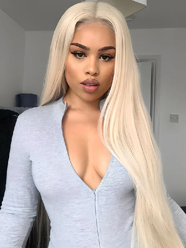 No Lace Wigs for All-Day Wear---CurlyMe 613 Blonde Straight Hair 4x4 Lace Closure Wig Full Human Hair Wigs No Lace Wigs for All-Day Wear---CurlyMe 613 Blonde Straight Hair 4x4 Lace Closure Wig Full Human Hair Wigs