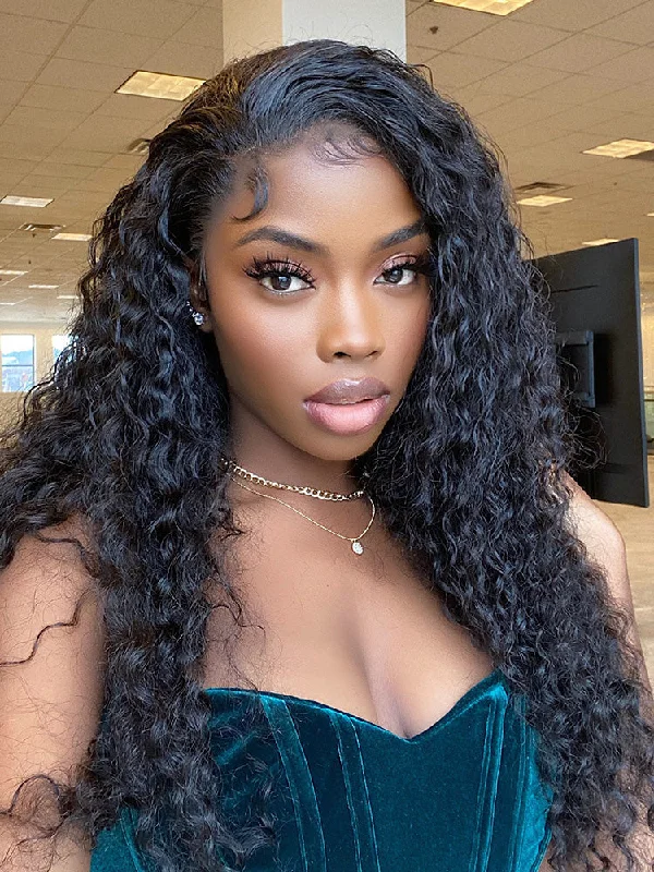 Premium No Lace Wigs Collection--CurlyMe Deep Wave Long Hair 13x6 Lace Front Wigs Pre Plucked With Baby Hair