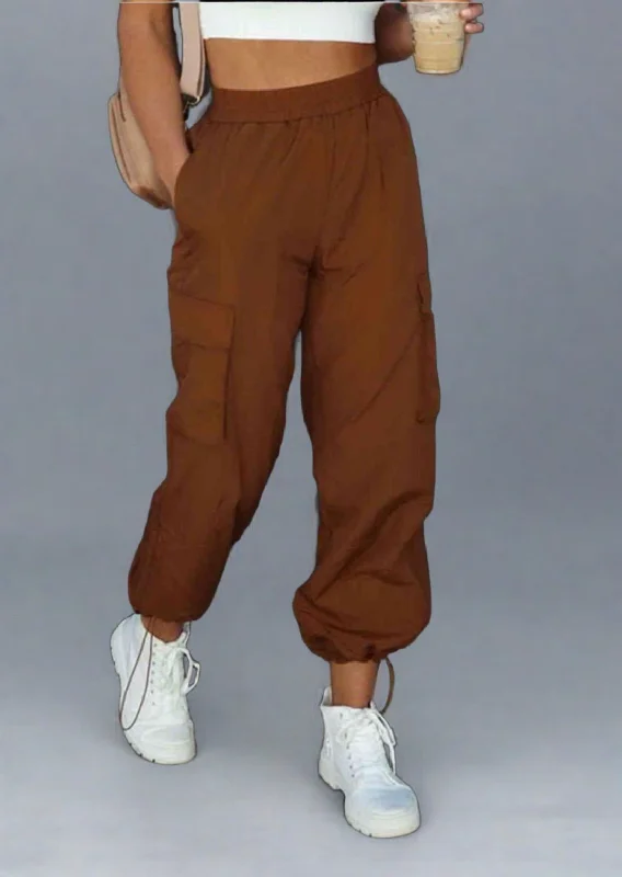 High Waist Drawstring Pants with Pockets