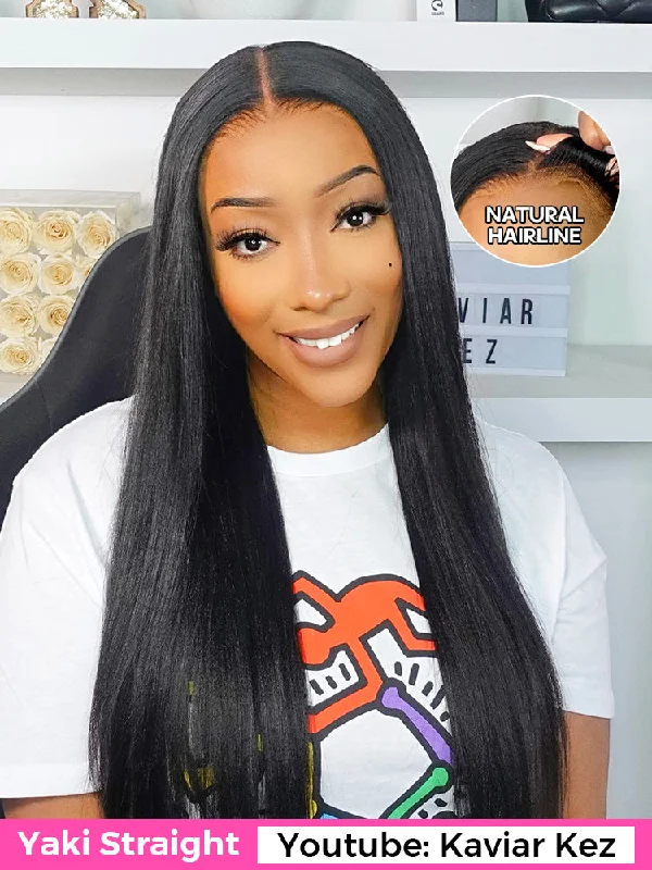 Wear & Go Glueless Wigs for Easy All-Day Wear-Natural-Looking No Lace Wigs--CurlyMe Pre-cut 9x6 Lace M-cap Wear Go Glueless Mini Knots Light Yaki Straight Hair HD Lace Front Wig Pre-plucked Wear & Go Glueless Wigs for Easy All-Day Wear-Natural-Looking No Lace Wigs--CurlyMe Pre-cut 9x6 Lace M-cap Wear Go Glueless Mini Knots Light Yaki Straight Hair HD Lace Front Wig Pre-plucked