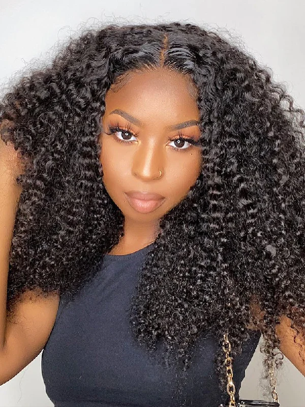 Premium No Lace Wigs Collection--CurlyMe Kinky Curly Human Hair Wigs 13x6 Lace Front Wigs Bomb Look