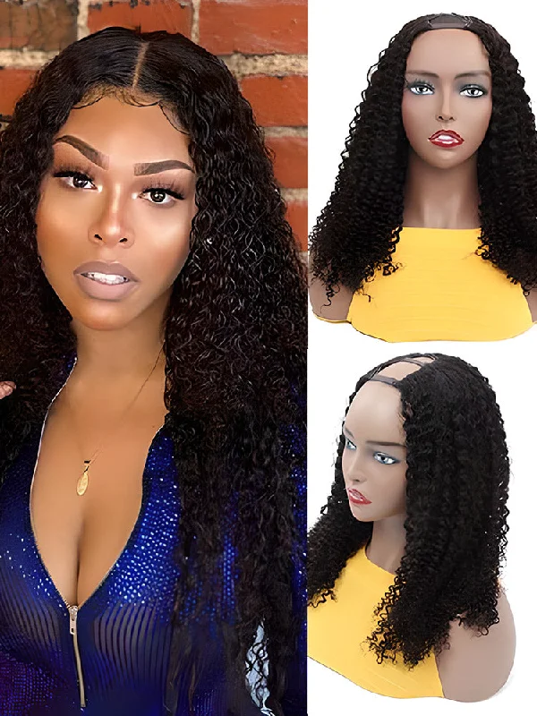 Versatile No Lace Wigs for Effortless Beauty---CurlyMe Kinky Curly U part Wig Affordable 180% Density Full Human Hair Wigs Glueless No Lace Versatile No Lace Wigs for Effortless Beauty---CurlyMe Kinky Curly U part Wig Affordable 180% Density Full Human Hair Wigs Glueless No Lace