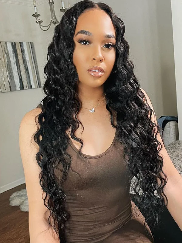 Premium No Lace Wigs Collection--CurlyMe Loose Wave Hair 13x6 Transparent Lace Front Wigs Pre Plucked