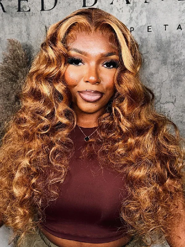 Wear & Go Glueless Wigs for a Youthful Look-Natural-Looking No Lace Wigs--CurlyMe Highlights Ombre 7x5 Swiss Lace Wear Go Wand Curl Glueless Wigs Pre Cut Lace Wig