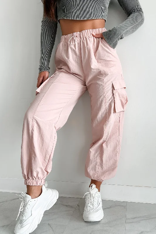 Always Winging It Cargo Joggers (Blush)