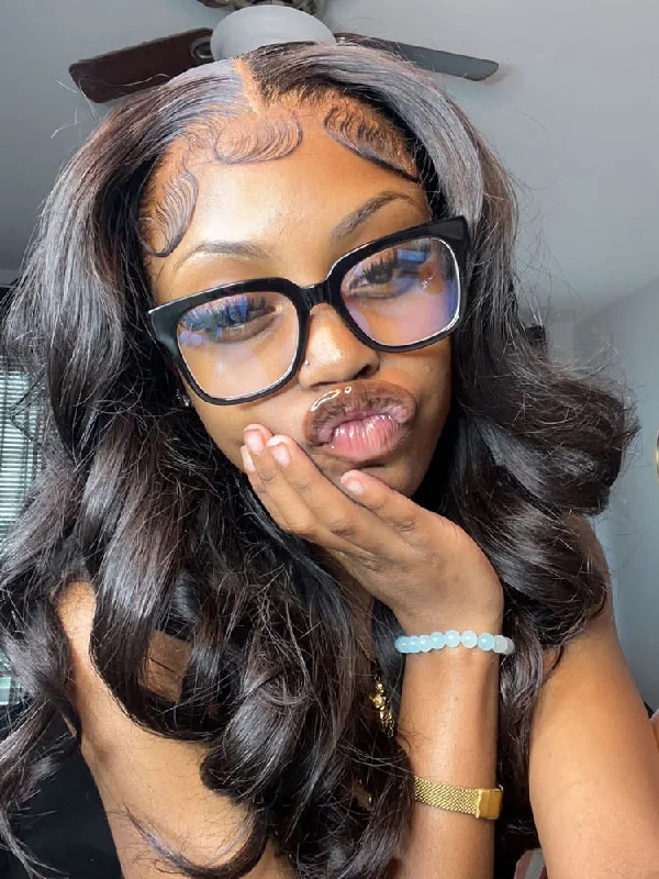 Premium No Lace Wigs Collection--CurlyMe Virgin Human Hair Pre plucked 13x6 Lace Front Wigs Body Wave Hair