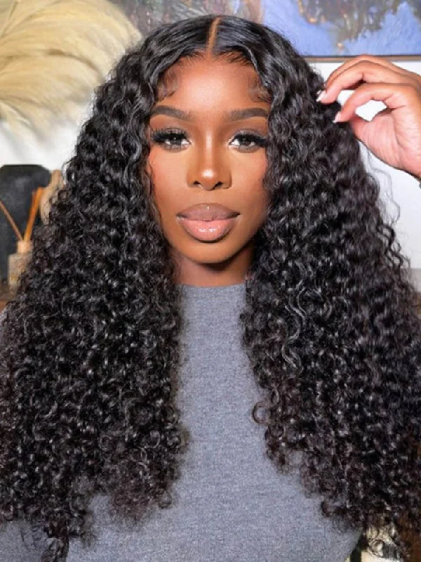 HD Lace Wigs with No Visible Lace-CurlyMe Pre-bleached Knots Wear Go Glueless Wig Pre-cut HD Lace Water Wave Human HairKeywords: no lace wigs, easy styling wigs, no glue wigs, effortless wigs