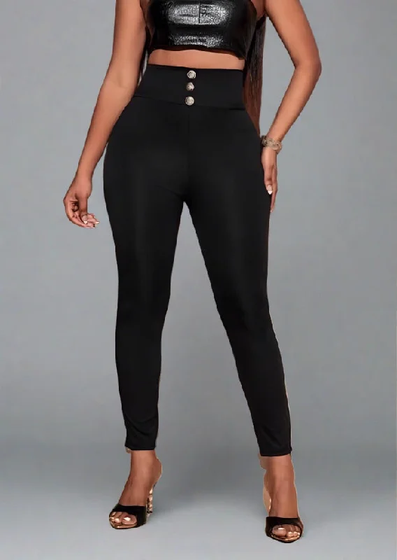 Slim Fit Buttoned Skinny High Waist Pants