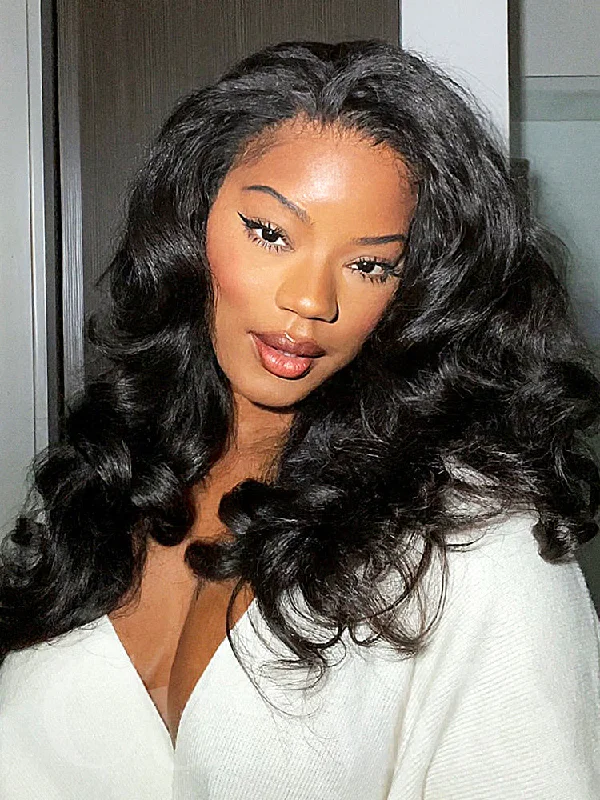 Wear & Go Glueless Wigs for Sleek Styles-Natural-Looking No Lace Wigs--CurlyMe Pre-bleached Kinky Straight Hair Wear Go Glueless Wig 7x5 Pre-cut HD Lace Pre-plucked