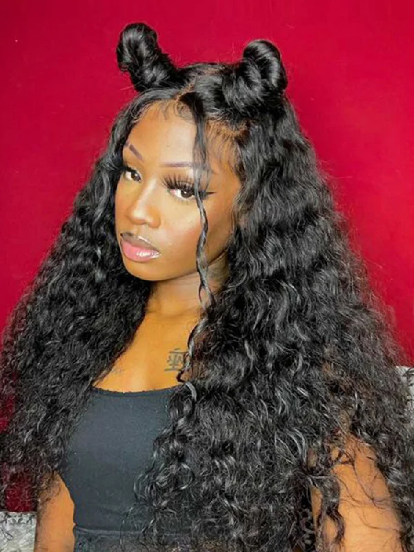Premium No Lace Wigs Collection--CurlyMe Natural Wave Hair 13x6 Lace Front Wigs Pre Plucked Wavy Hair