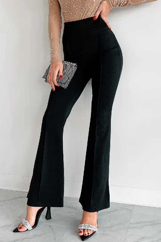 Toning It Down Flared Dress Pants (Black)