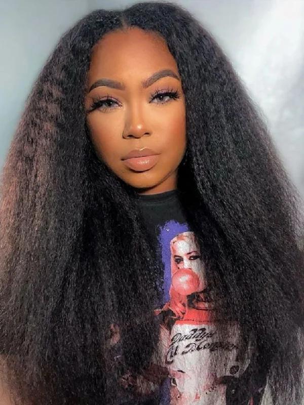 CurlyMe V Part Glueless No Leave Out Kinky Straight Human Hair Wig Pre-plucked Beginner Friendly--no lace wigs, easy wear wigs, glueless wigs, simple wigs CurlyMe V Part Glueless No Leave Out Kinky Straight Human Hair Wig Pre-plucked Beginner Friendly--no lace wigs, easy wear wigs, glueless wigs, simple wigs