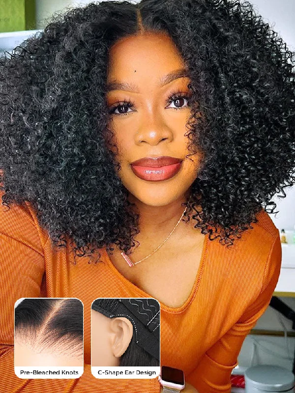 Short Human Hair Bob Wigs-CurlyMe Pre-cut 9x6 HD Lace M-cap Wear Go Glueless Mini Knots Kinky Curly Hair Bob Wig Pre-plucked Short Human Hair Bob Wigs-CurlyMe Pre-cut 9x6 HD Lace M-cap Wear Go Glueless Mini Knots Kinky Curly Hair Bob Wig Pre-plucked