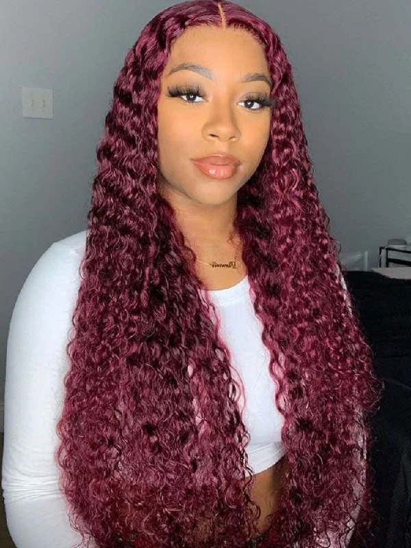 Wear & Go Glueless Wigs for Women Who Want Simplicity-Natural-Looking No Lace Wigs--CurlyMe Pre-Plucked Wear Go Glueless 99J Burgundy Water Wave Hair Pre-cut Lace Wear & Go Glueless Wigs for Women Who Want Simplicity-Natural-Looking No Lace Wigs--CurlyMe Pre-Plucked Wear Go Glueless 99J Burgundy Water Wave Hair Pre-cut Lace