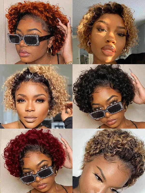CurlyMe Summer Hairstyle Short Pixie Curly Color Wig Human Hair Lace Wigstop-rated no lace wigs, best wigs, high-quality no lace wigs, top-rated glueless wigs