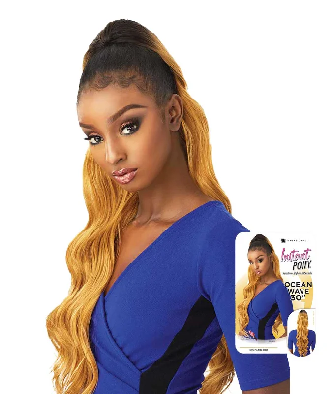 clip-in ponytail extensions, premium ponytail extensions, high-quality clip-in ponytails, 100% human hair ponytails---Sensationnel Instant Pony - Ocean Wave clip-in ponytail extensions, premium ponytail extensions, high-quality clip-in ponytails, 100% human hair ponytails---Sensationnel Instant Pony - Ocean Wave