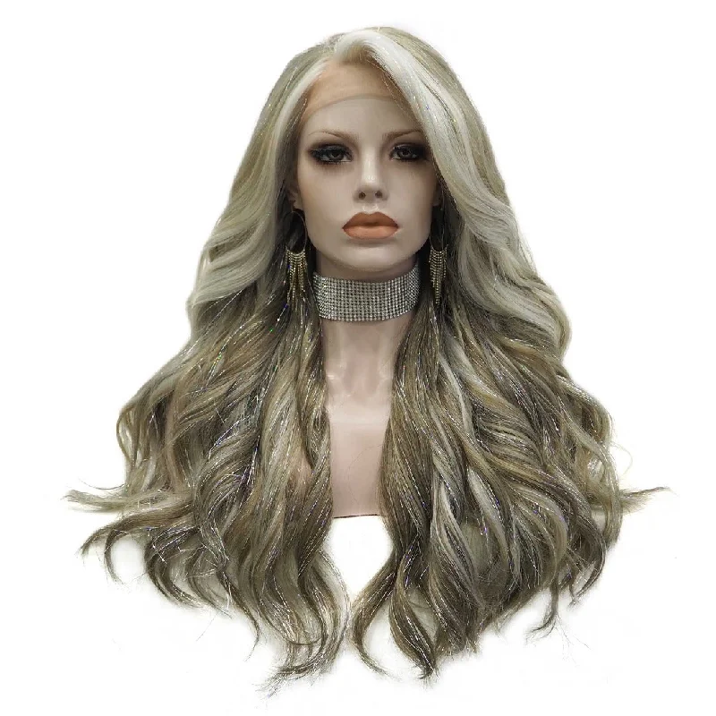 Premium Wig - Long Tinsel Grey Ombre Lace Front Wigtop-rated no lace wigs, best wigs, high-quality no lace wigs, top-rated glueless wigs