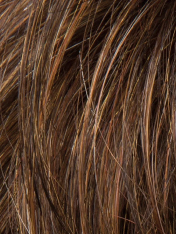 MOCCA ROOTED 830.12.27 | Medium Brown Blended with Light Auburn, Lightest Brown, and Dark Strawberry Blonde Blend with Shaded Roots