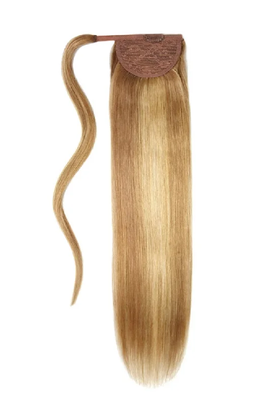 clip-in ponytail extensions, premium ponytail extensions, high-quality clip-in ponytails, 100% human hair ponytails---Butterscotch Blonde (#10/16) Straight Up Wrap Around Ponytail clip-in ponytail extensions, premium ponytail extensions, high-quality clip-in ponytails, 100% human hair ponytails---Butterscotch Blonde (#10/16) Straight Up Wrap Around Ponytail