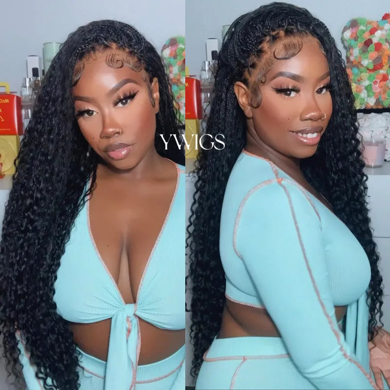 Crochet Braids for a Stunning Protective Hairstyle-HD Lace Bohemian Knotless Human Hair Full Lace Braided Wig 26 inches Crochet Braids for a Stunning Protective Hairstyle-HD Lace Bohemian Knotless Human Hair Full Lace Braided Wig 26 inches