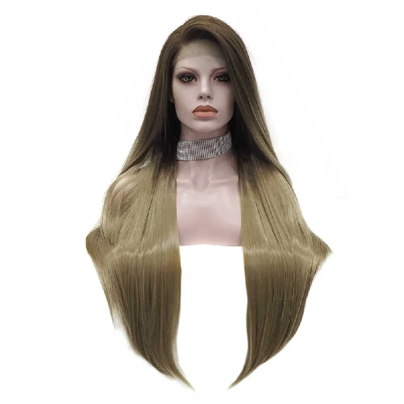 Premium Wig - Two-tone Tortilla Brown Long Straight Lace Front Wigtop-rated no lace wigs, best wigs, high-quality no lace wigs, top-rated glueless wigs