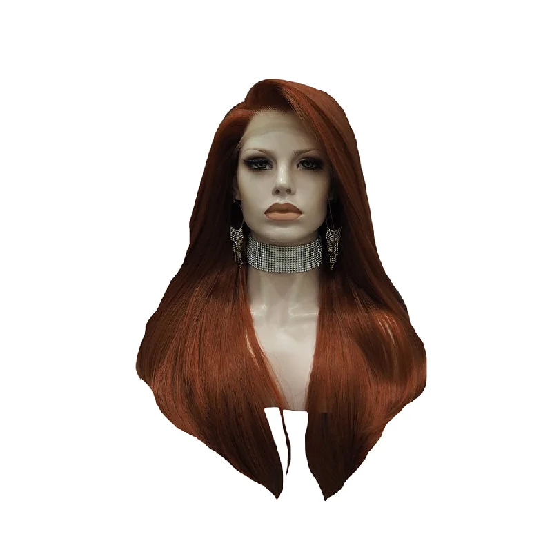 Premium Wig - Fiery Cinnamon Side Sweep Extra Long Lace Front Wigtop-rated no lace wigs, best wigs, high-quality no lace wigs, top-rated glueless wigs