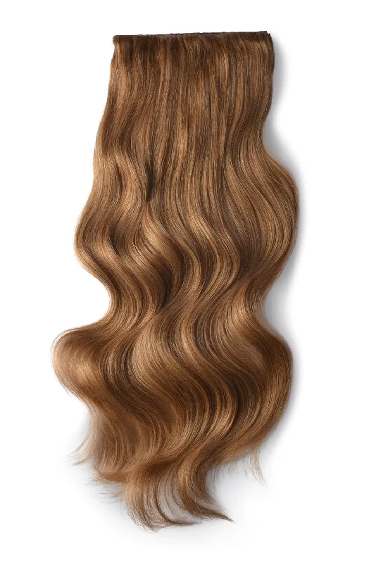 Human Hair Weft Bundles for Sew-In Installations---Double Wefted Full Head Remy Clip in Human Hair Extensions - Light Auburn (#30)