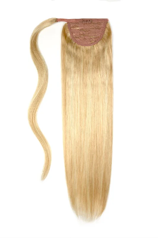 clip-in ponytail extensions, premium ponytail extensions, high-quality clip-in ponytails, 100% human hair ponytails---Barbie Blonde (#16/60) Straight Up Wrap Around Ponytail clip-in ponytail extensions, premium ponytail extensions, high-quality clip-in ponytails, 100% human hair ponytails---Barbie Blonde (#16/60) Straight Up Wrap Around Ponytail