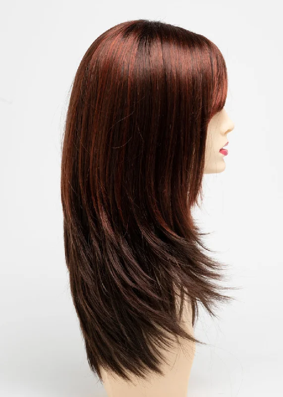 Chocolate Cherry | Sable brown roots with chestnuts undertones topped with a deep cherry red