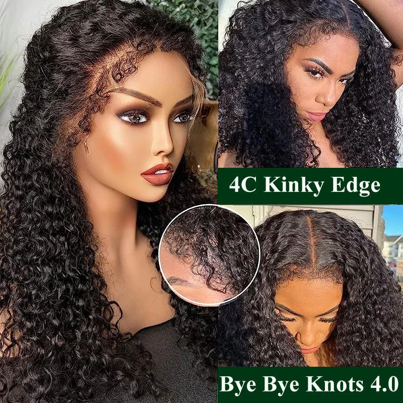 Klaiyi 7x5 Bye Bye Knots Wigs with Kinky Edge Jerry Curly Pre-Cut Lace Human Hair Wigs Bleached Knotstop-rated no lace wigs, best wigs, high-quality no lace wigs, top-rated glueless wigs