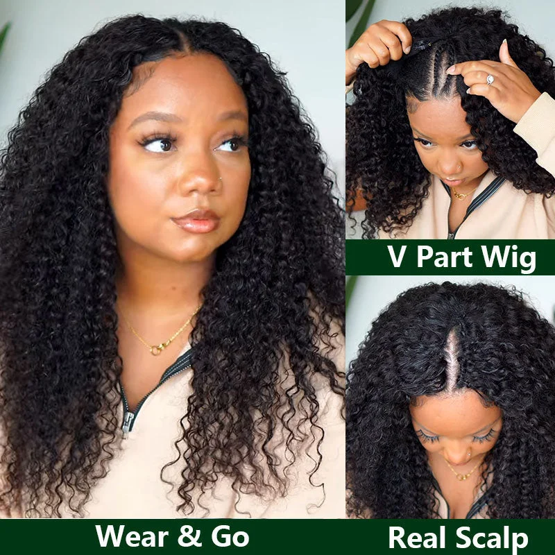 Klaiyi Air Wig YTber Recommend Jerry Curly Vpart Wigs Real Scalp No Leave Out Great Protective Upgraded Upart Wigstop-rated no lace wigs, best wigs, high-quality no lace wigs, top-rated glueless wigs