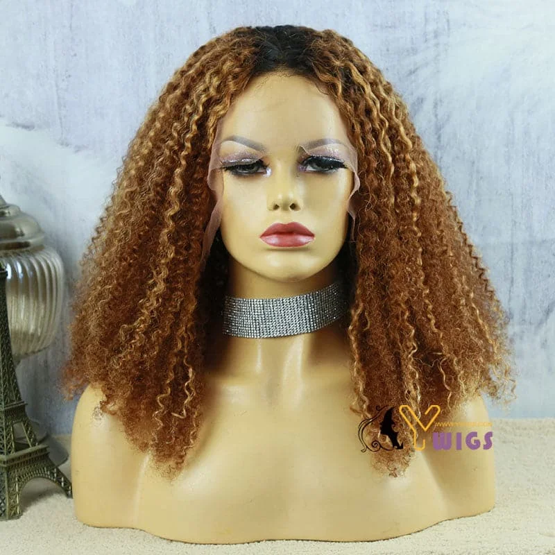 Premium No Lace Wigs Collection--Eshe Highlighted Jerry Curly 13x6 Lace Front Wig