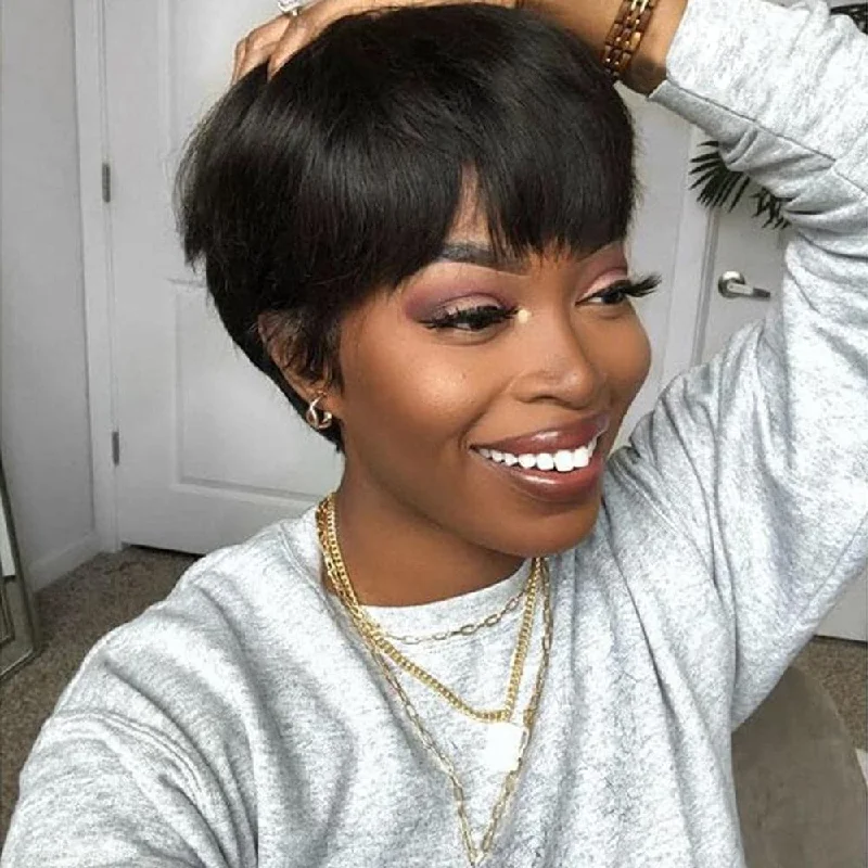 Premium No Lace Wigs Collection--Leah Pixie Cut 13x6 Lace Front Bob Wig