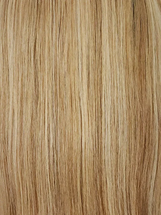 Doré | Doré is a luxurious blend of medium natural-ash blonde and light natural blonde with a medium ash brown root, creating a multi-dimensional hair color with a mix of lighter brown and blonde tones.