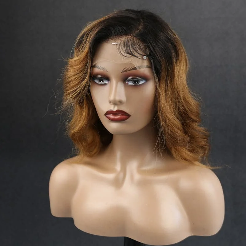 Premium No Lace Wigs Collection---Custom Colored Wavy 5X5 Lace Closure Bob Wig